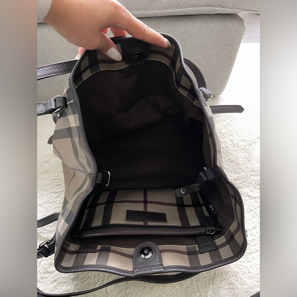 Burberry Canterbury Tote Smoked Check Coated Canvas with Pouch, NWOT - Picture 8 of 12